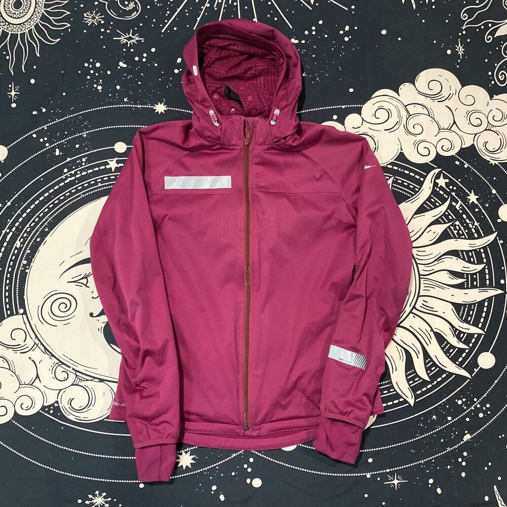 Nike Dri Fit Shield Jacket Magenta Gloves Wind & Water Resistant Womens Medium